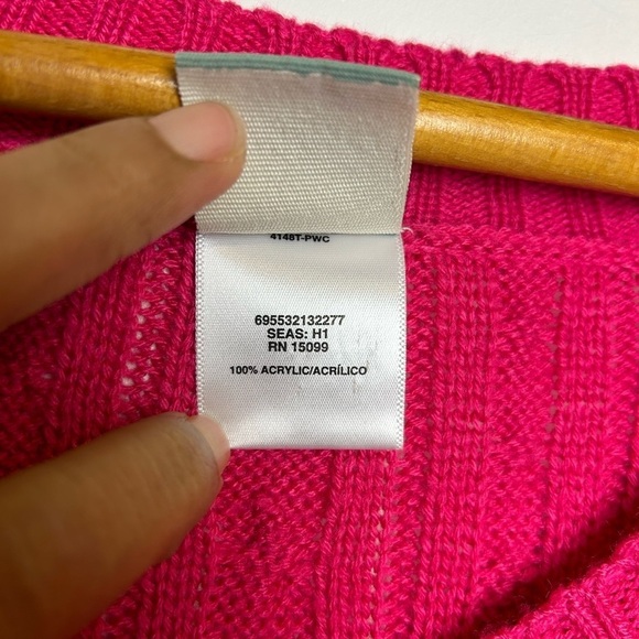 Inked & Faded Y2K Cable Knit Babydoll Pink women’s Size M V-Neck Old money VTG - Picture 7 of 10